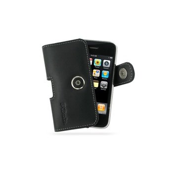 Apple iPhone 3G, 3GS PDair Ledertasche - Schwarz