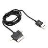 3 in 1 USB Ladekabel - Lightning, 30-pin, Micro USB - Schwarz