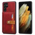 Samsung Galaxy S24 Ultra Retro Style Hülle mit Geldbörse - Rot