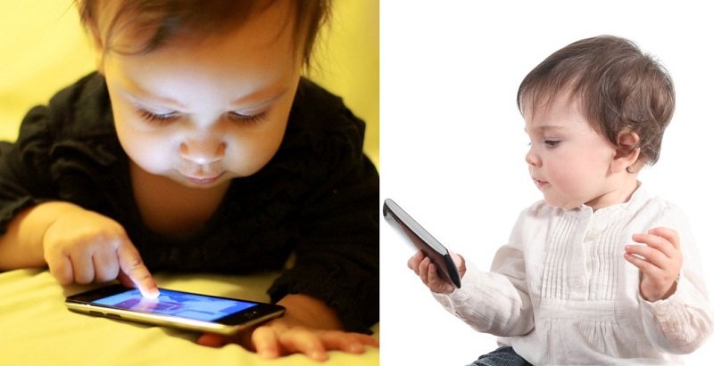 Babies mit Smartphones