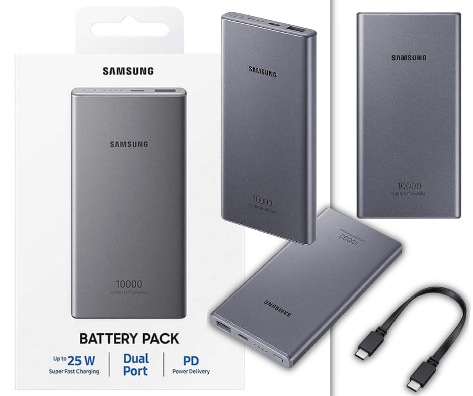 Silberne Powerbank von Samsung