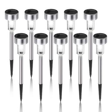 10er-Pack Edelstahl Solar-LED-Pfadleuchten - Kaltweiß