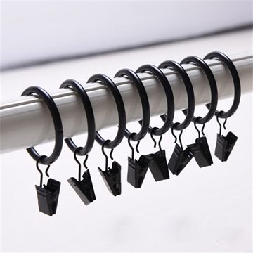10-teilige Heavy-Duty Duschvorhangringe mit Klammern - Schwarz