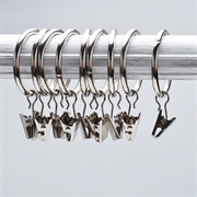 10-teilige Heavy-Duty Duschvorhangringe mit Klammern - Silber