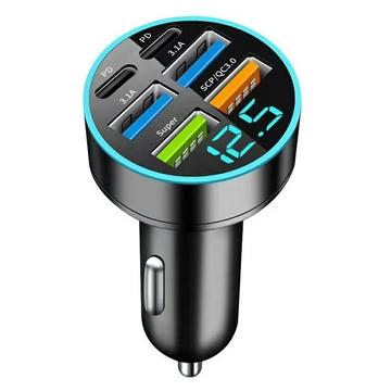 100W 6-Port Auto-Schnellladegerät PD/QC3.0 - 2x USB-C, 4x USB-A - Schwarz