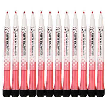12er-Pack Whiteboard-Marker mit Radiergummi - Rot