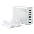 135W GaN-Desktop-Ladegerät / 6-Port-Hochgeschwindigkeits-Ladestation - 3x USB-C, 3x USB-A - Weiß