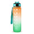 1L Sport-Wasserflasche mit Zeitmarkierung Wasserkrug auslaufsicherer Trinkwasserkocher für Büro Schule Camping (BPA-frei) - Orange/Grün