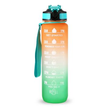 1L Sport-Wasserflasche mit Zeitmarkierung Wasserkrug auslaufsicherer Trinkwasserkocher für Büro Schule Camping (BPA-frei)