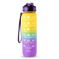 1L Sport-Wasserflasche mit Zeitmarkierung Wasserkrug Auslaufsicherer Trinkwasserkocher für Büro Schule Camping (BPA-frei) - Gelb/Violett