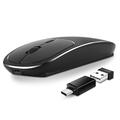 2.4G Wireless Optical Mouse Wiederaufladbare Aluminiumlegierung Mäuse mit Typ-C Adapter für Desktop Computer Büro Laptop - Schwarz