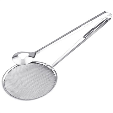 2-in-1 Edelstahl Löffel mit Filter und Seiher - Silber