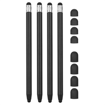 2-in-1 Universal Kapazitiver Eingabestift - 4 Stk. - Schwarz