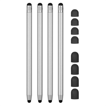 2-in-1 Universal Kapazitiver Eingabestift - 4 Stk. - Silber