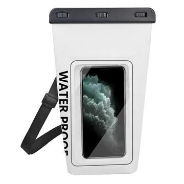 Wasserdichter 2-Liter-Trockenbeutel mit Touchscreen-Smartphone-Tasche - Weiß