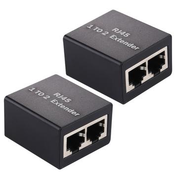 Satz 1 bis 2 RJ45 Splitter Stecker Inline LAN Stecker Ethernet Kabel Extender Adapter - 2 Stk.