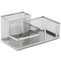 Schreibtisch-Organizer mit 3 Fächern aus Metallnetz - Silber