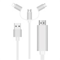 3-in-1 HDMI Kabel - Lightning, Typ-C, MicroUSB