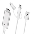 3-in-1 HDMI Kabel - Lightning, Typ-C, MicroUSB