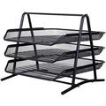 3-stufiger, stapelbarer Metallgitter-Ordner - Schwarz