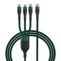 3-in-1-USB-C-Ladekabel - Micro USB, USB-C und Lightning - 1.2m - Grün / Schwarz