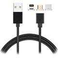 3-in-1 Magnetisches Kabel - Lightning, MicroUSB, Typ-C - Schwarz