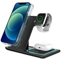 3-in-1 Tragbare Kabellose Ladestation - Apple Watch, iPhone, AirPods - Schwarz