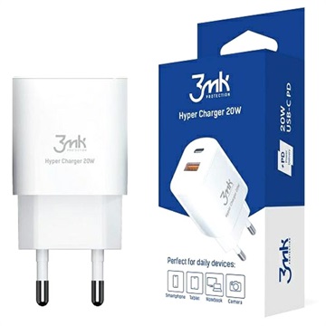 3MK HyperCharger 20W Schnellladegerät - USB-C, USB-A - Weiß