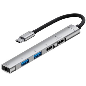 5-in-1 Multifunktions-USB-C-Hub aus Aluminiumlegierung - Silber