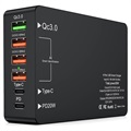 6-Port Schnell Ladegerät mit USB-C PD & QC3.0 - 65W - Schwarz