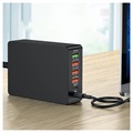 6-Port Schnell Ladegerät mit USB-C PD & QC3.0 - 65W - Schwarz