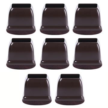 8 Stk. Quadratische Stuhlbeinschoner mit Filz - M - Kaffee