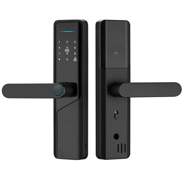 A1 Tuya WiFi Intelligentes Türschloss mit Fingerabdruck mit dynamischen Passwörtern und NFC - Schwarz