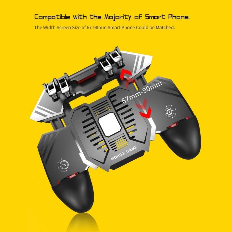 AK77 Mobile Game Controller PUBG Game Controller Gamepad mit 6 Finger Gaming Trigger und Kühlung