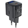 Acefast A113 20W GaN USB-C Ladegerät mit LED Leistungsanzeige - Schwarz