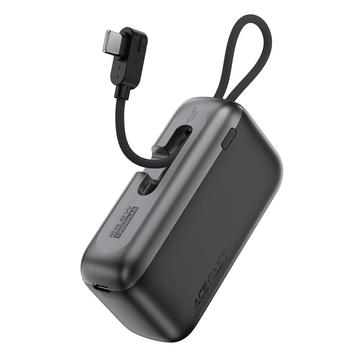 Acefast M27-10000 Mini Power Bank 10000mAh mit USB-C Kabel - 22.5W - Schwarz