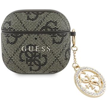 AirPods 4 Guess 4G Strass Charm Hülle - Braun