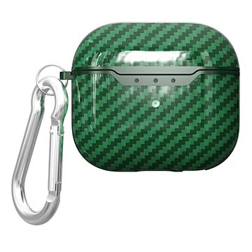 AirPods 4 TPU Hülle mit Karabiner - Karbonfaser - Grün