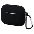 AirPods Pro 3 Blume Muster Flüssigsilikonhülle mit Karabiner - Schwarz