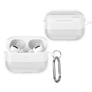 AirPods Pro 3 Gebürstet TPU Hülle mit Karabiner - Karbonfaser - Weiß