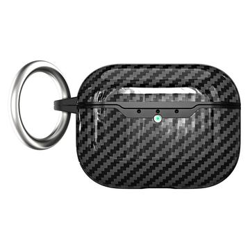 AirPods Pro 3 TPU Hülle mit Karabiner - Karbonfaser - Schwarz