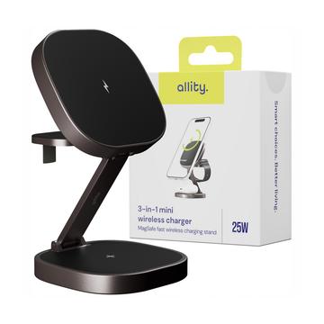 Allity AWC-220-25WMS 3-in-1 Wireless-Ladegerät 25W - MagSafe-kompatibel - Graphit