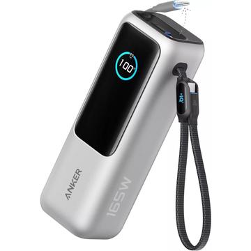 Anker 25000mAh Power Bank 165W mit 2 integrierten USB-C Kabeln - Silber