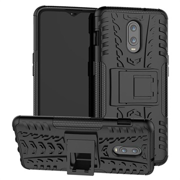 Anti-Rutsch OnePlus 6T Hybrid Hülle mit Stand - Schwarz