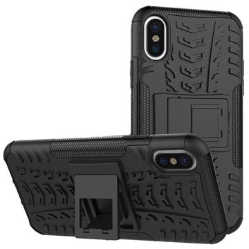 iPhone X / iPhone XS Anti-Rutsch Hybrid Case - Schwarz