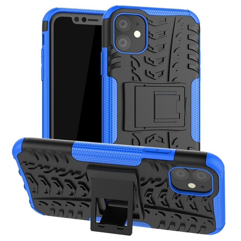AntiSlip iPhone 11 Hybrid Hülle mit Stand Blau / Schwarz