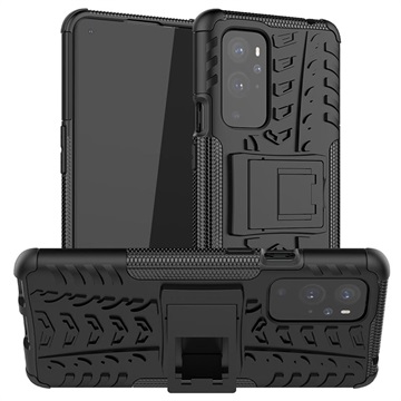 Anti-Rutsch OnePlus 9 Pro Hybrid Hülle mit Stand - Schwarz