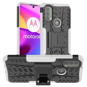Anti-Rutsch Motorola Moto E20/E30/E40 Hybrid Hülle mit Stand - Weiß / Schwarz