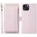 iPhone 14 2-in-1 Magnetische Wallet Hülle mit Reißverschluss - Hellviolett