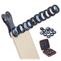 Apexel 10-in-1 Universal Clip-On Kameraobjektiv Set - Schwarz